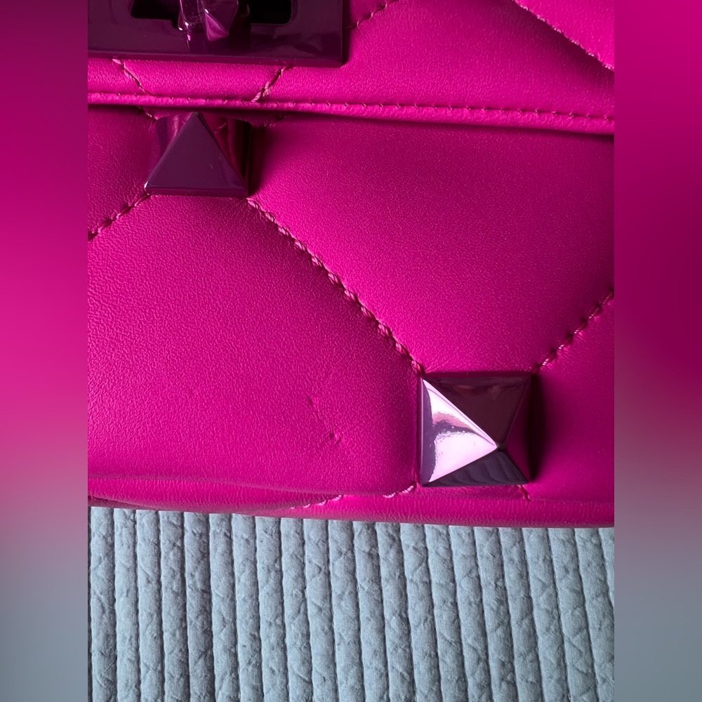 Authentic Valentino Hot Pink Quilted Mini Shoulder Bag with Studs - Picture 10 of 11